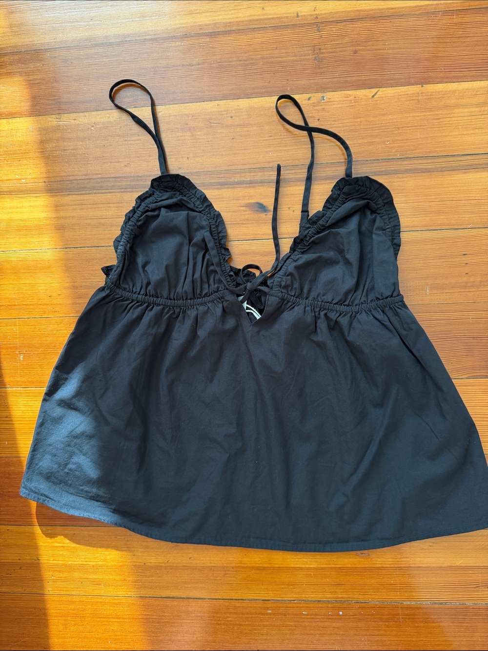 Aritzia Black Ruffle Cami Tank